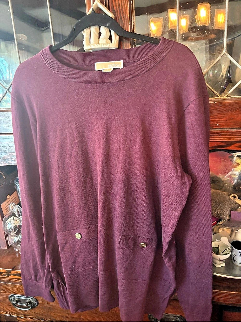 Michael Kors plum/burgandy Crew Neck size L NWOT